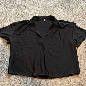 Express black boxy button up
